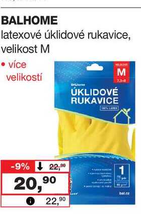 BALHOME latexové úklidové rukavice, velikost M Barvy a laky drogerie 