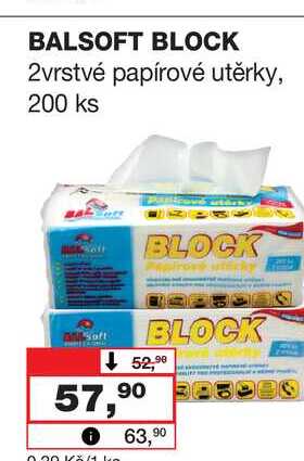 BALSOFT BLOCK 2vrstvé papírové utěrky, 200 ks