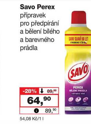 Savo Perex přípravek pro předpírání a bělení bílého a barevného prádla Barvy a laky drogerie 