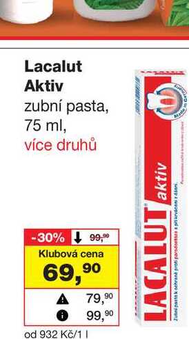 Lacalut Aktiv zubní pasta, 75 ml