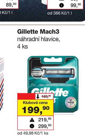 Gillette Mach3 náhradní hlavice, 4 ks