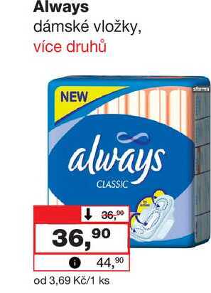 Always dámské vložky, více druhů Barvy a laky drogerie 