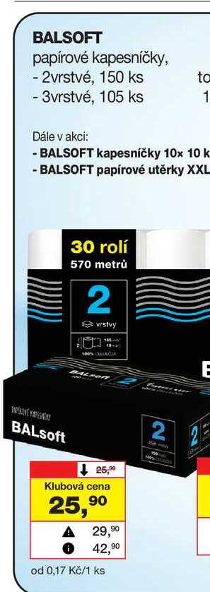 BALSOFT papírové kapesníčky, - 2vrstvé, 150 ks