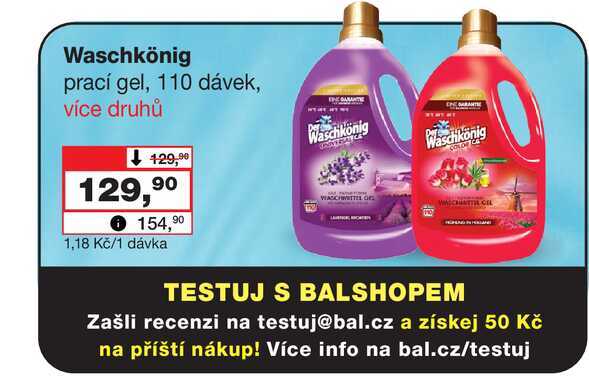Waschkönig prací gel, 110 dávek Barvy a laky drogerie 