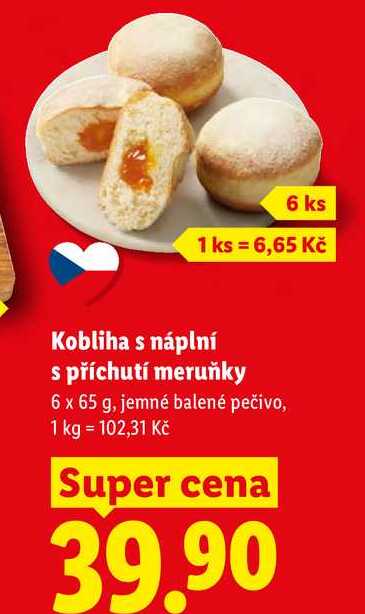 Kobliha s náplní s příchutí meruňky, 6x 65 g