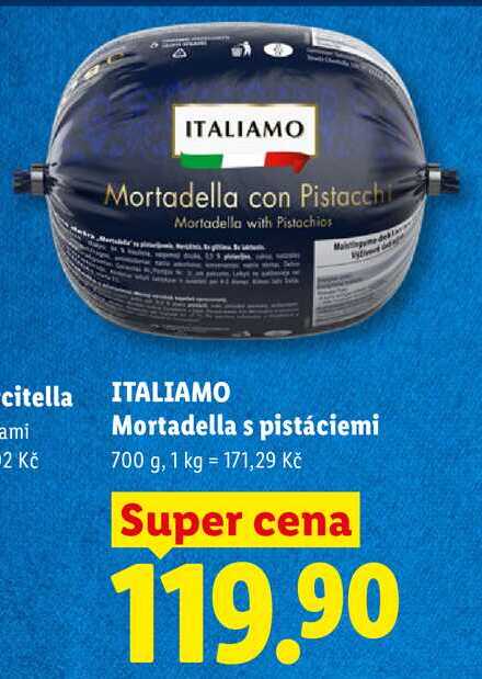 ITALIAMO Mortadella s pistáciemi, 700 g