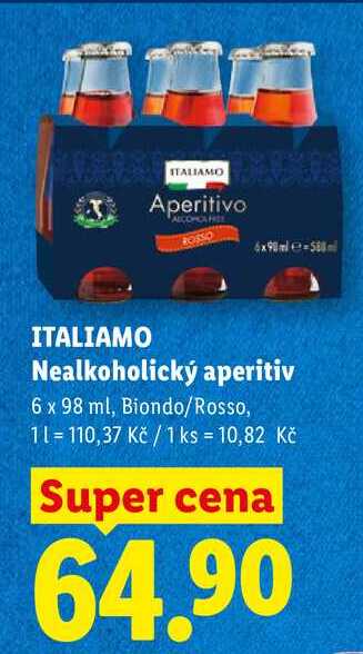 ITALIAMO Nealkoholický aperitiv, 6x 98 ml
