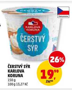 ČERSTVÝ SÝR KARLOVA KORUNA, 150 g 