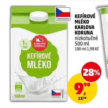 KEFÍROVÉ MLÉKO KARLOVA KORUNA nízkotučné, 500 ml