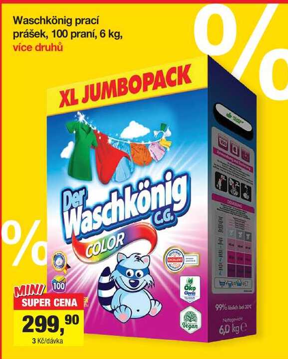 Waschkönig prací prášek, 100 praní, 6 kg