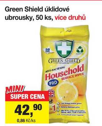 Green Shield úklidové ubrousky, 50 ks Šlak