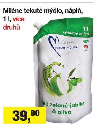 Miléne tekuté mýdlo, náplň, 1 I Šlak