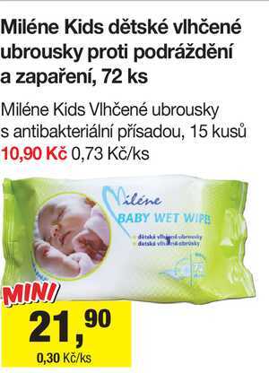 Miléne Kids dětské vlhčené ubrousky proti podráždění a zapaření, 72 ks Šlak
