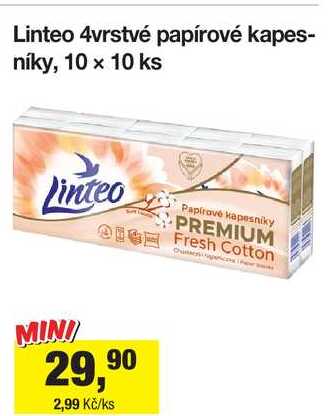 Linteo 4vrstvé papírové kapesníky, 10 x 10 ks Šlak
