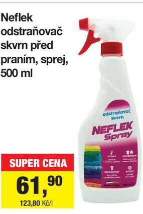 Neflek odstraňovač skvrn před praním, sprej, 500 ml Šlak
