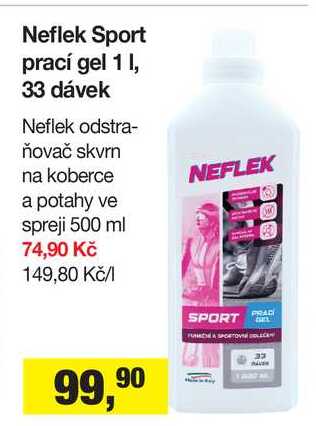 Neflek Sport prací gel 1 I, 33 dávek Šlak