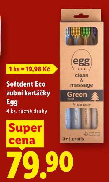 Softdent Eco zubní kartáčky Egg, 4 ks Lidl