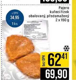 Pajero kuřecí řízek obalovaný, předsmažený 2x150 g