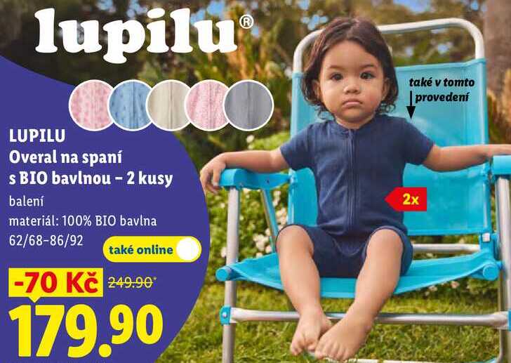 LUPILU Overal na spaní s BIO bavlnou - 2 kusy Lidl