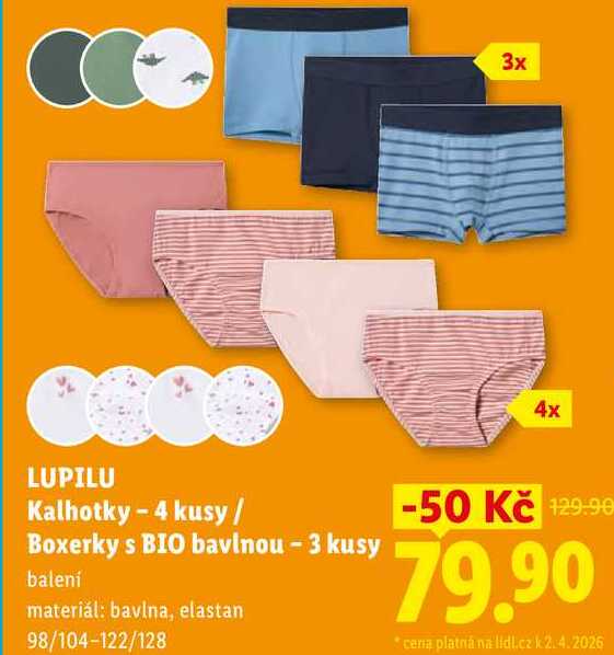 LUPILU Kalhotky - 4 kusy/Boxerky s BIO bavlnou - 3 kusy Lidl