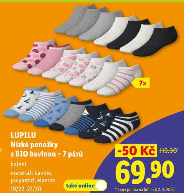 LUPILU Nízké ponožky s BIO bavlnou - 7 párů 