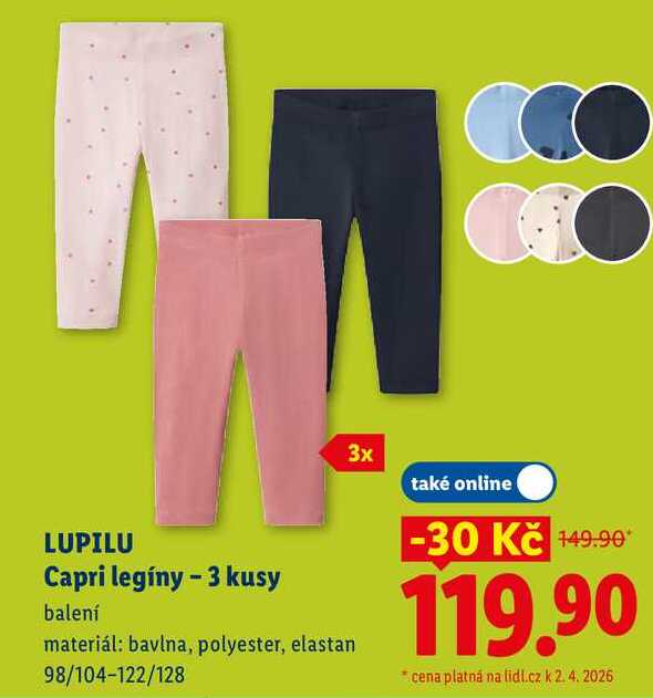 LUPILU Capri legíny - 3 kusy Lidl