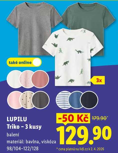 LUPILU Triko - 3 kusy Lidl