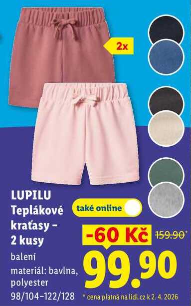 LUPILU Teplákové kraťasy - 2 kusy 