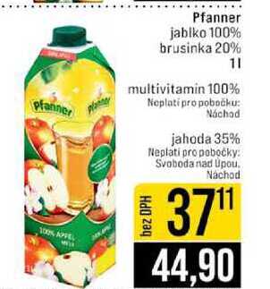 Pfanner jablko 100% brusinka 20% 1l