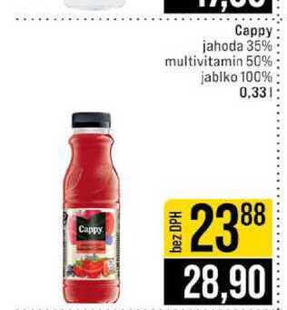 Cappy jahoda 35% multivitamin 50% jablko 100% 0,33l