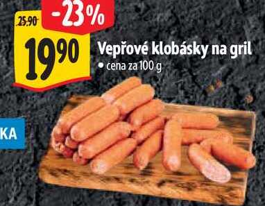 Vepřové klobásky na gril, cena za 100 g 