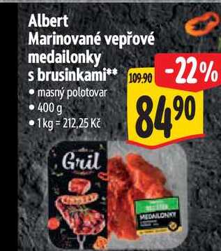 Albert Marinované vepřové medailonky s brusinkami, 400 g