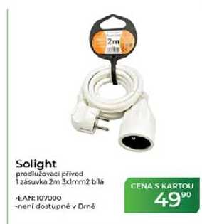 Solight prodlužovací přívod 1 zásuvka 2m 3x1mm2 bílá
