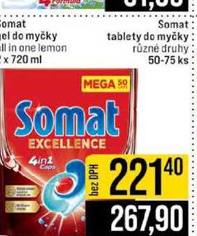 Somat tablety do myčky různé druhy 50-75 ks