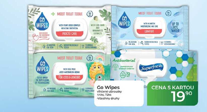 Go Wipes vlhčené ubrousky 44ks, 72ks