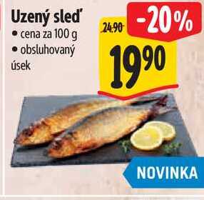 Uzený sleď, cena za 100 g