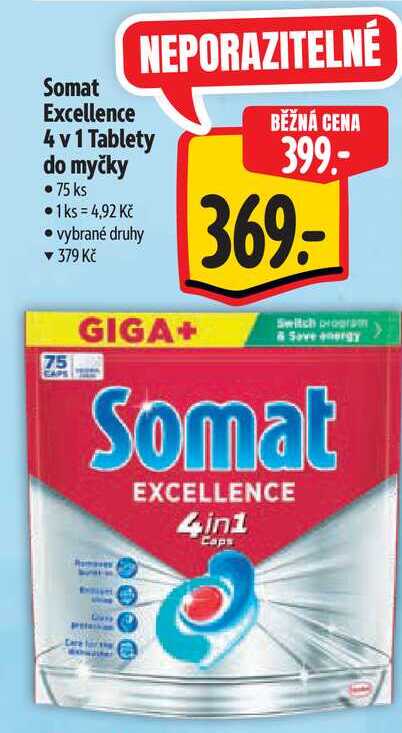 Somat Excellence 4 v 1 Tablety do myčky, 75 ks 