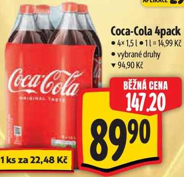 Coca-Cola 4pack, 4x 1,5 l