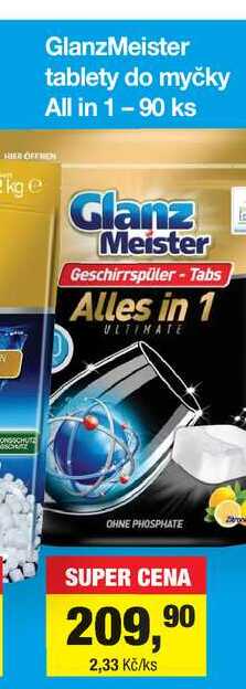 GlanzMeister tablety do myčky All in 1 - 90 ks Šlak