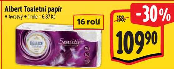 Albert Toaletní papír 4vrstvý, 16 rolí