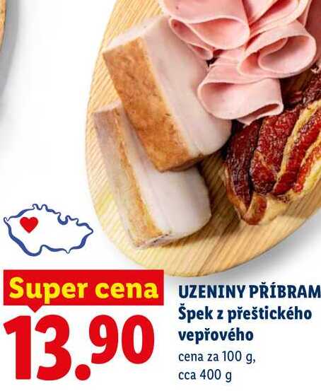 UZENINY PŘÍBRAM Špek z přeštického vepřového, cena za 100 g
