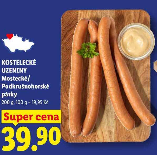 KOSTELECKÉ UZENINY Mostecké/Podkrušnohorské párky, 200 g