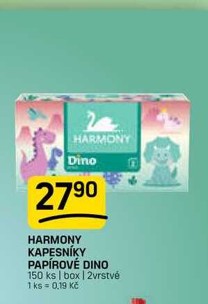 HARMONY Dino 2790 HARMONY KAPESNÍKY PAPÍROVÉ DINO 150 ks | box | 2vrstvé 1 ks = 0,19 Kč FLOP