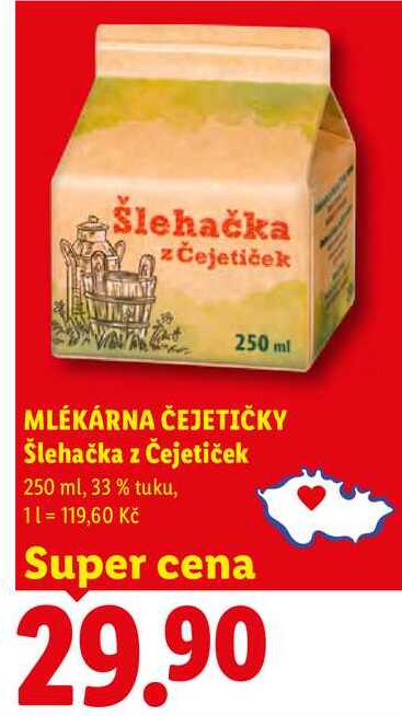 MLÉKÁRNA ČEJETIČKY Šlehačka z Čejetiček, 250 ml