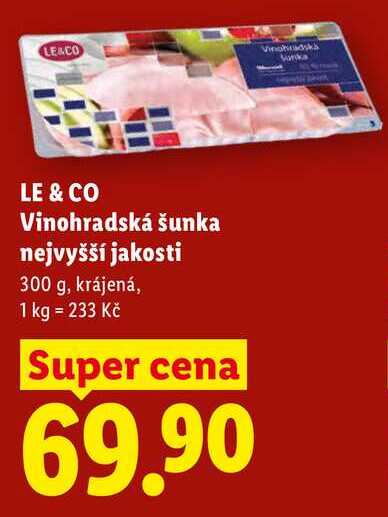 LE & CO Vinohradská šunka nejvyšší jakosti, 300 g