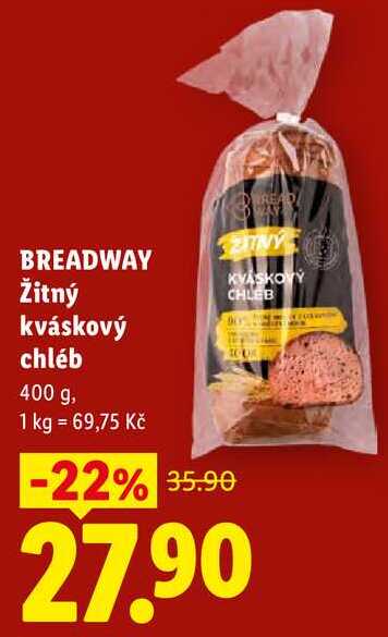 BREADWAY Žitný kváskový chléb, 400 g 