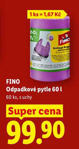 FINO Odpadkové pytle 60 l, 60 ks Lidl