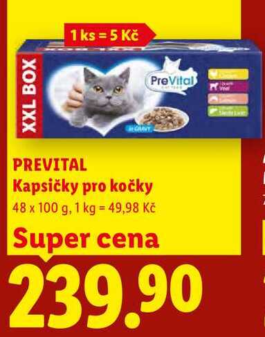 PREVITAL Kapsičky pro kočky, 48x 100 g