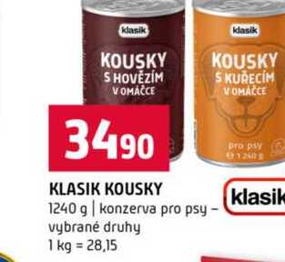 KLASIK KOUSKY 1240 g konzerva pro psy vybrané druhy