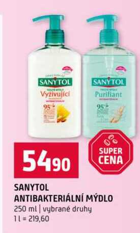 SANYTOL ANTIBAKTERIÁLNÍ MÝDLO 250 ml vybrané druhy Terno